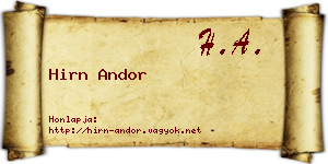 Hirn Andor névjegykártya